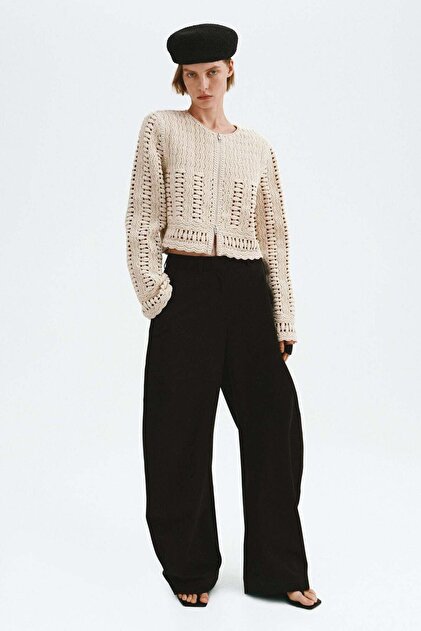 Crochet-look cotton jacket