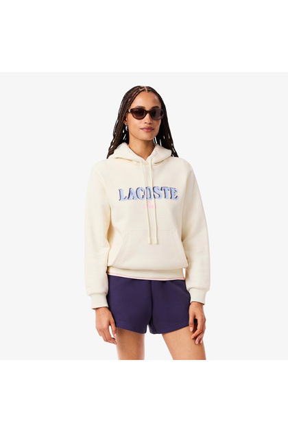 Kadın Relaxed Fit Kapüşonlu Baskılı Krem Sweatshirt