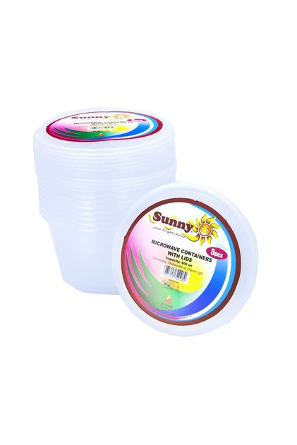 Disposable Plastic Container Microwavable Round Lunchbox With Lids 500ml , 1 pack in 20pcs