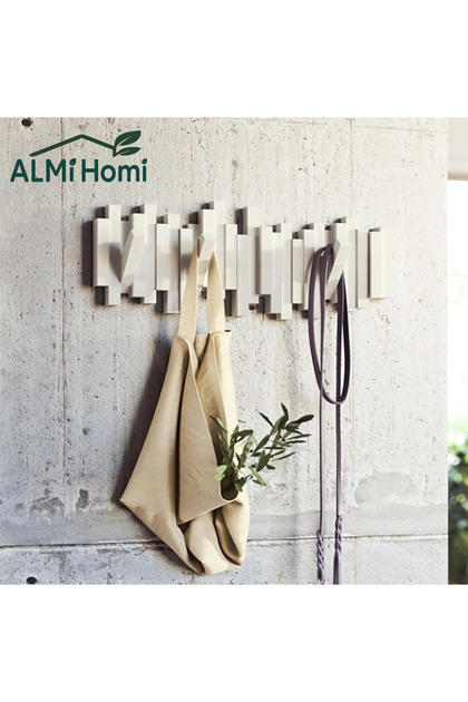 Wood Wall Hook, Wall-Mounted Coat Rack Flip-Down Hooks, Wooden Space-Saving Entryway Organizer