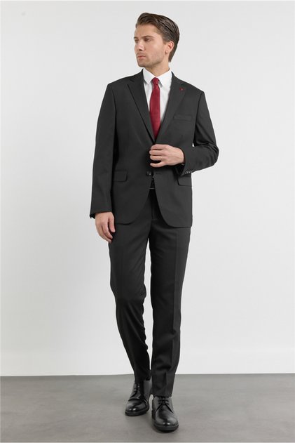 Black Mono Collar 6 Drop Comfort Fit Full Lining Flexible Suit 1001260161