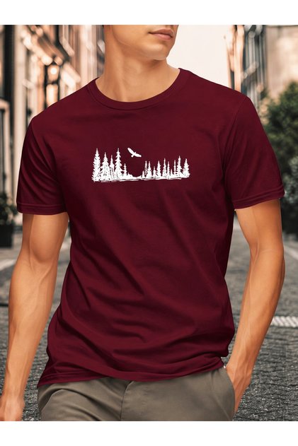 Forest Landscape Printed Men's Oversize T-Shirt / T-Shirt