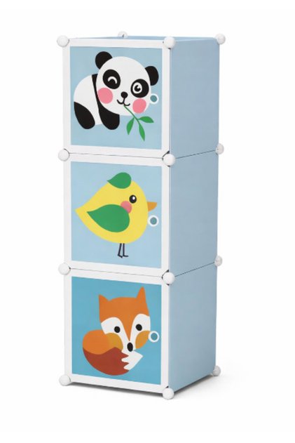 Dulap modular cu 3 compartimente colorate ANIMALUTE pentru camera copiilor