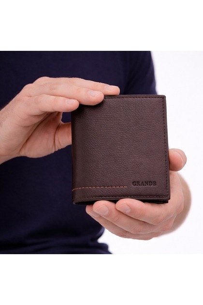 Grande 1588 %100 Hakiki Deri Erkek Cüzdan Kahverengi Çok Bölmeli Kartlıklı Cüzdan