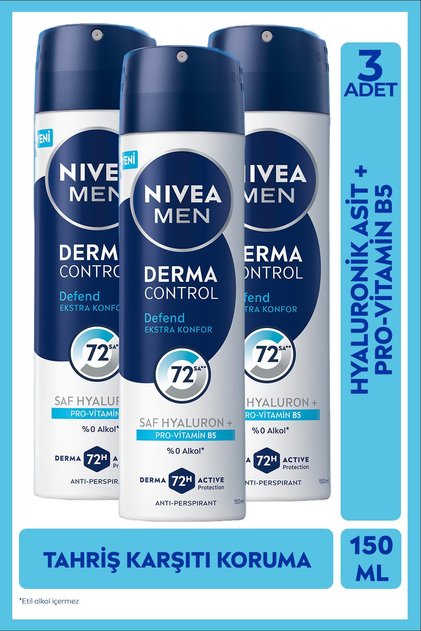 Men Derma Control Defend Sprey Deodorant 150 ml 3 Adet