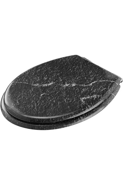 Scaun de toaletă, închidere lentă, negru, 42.5x35.8x5.6 cm