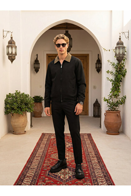 BASEL.CO Zra Model Velvet Collared Jacket - Premium Casual- Trendyol
