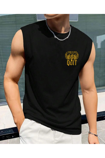 Fitness Printed Sportswear Zero Sleeve Oversize Men's Tshirt