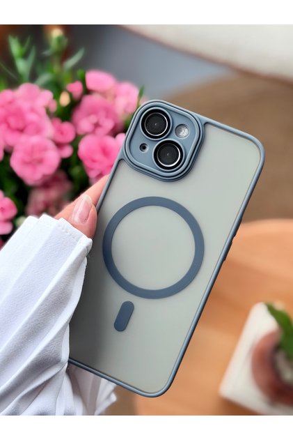Iphone 15 Uyumlu MAGSAFE Özellikli Lens Korumalı Parmak İzi Bırakmaz Mat Şeffaf Kılıf
