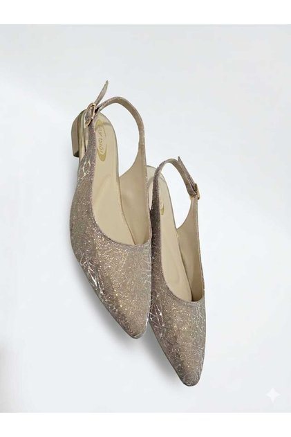 Women's Shiny Patterned Slingback Ballerina Shoes Pointed Toe Casual & Stylish Shoes