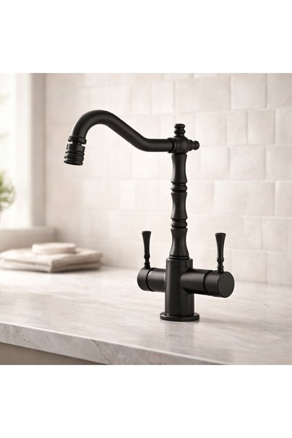 Matte Black Kitchen Faucet Suitable for Purification Devices Retro Vintage Purified Sink Fixture Black