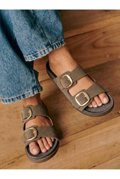 Women's Mink Double Buckle Slippers – Casual Comfortable Sole Sandals, Comfortable Summer Slippers