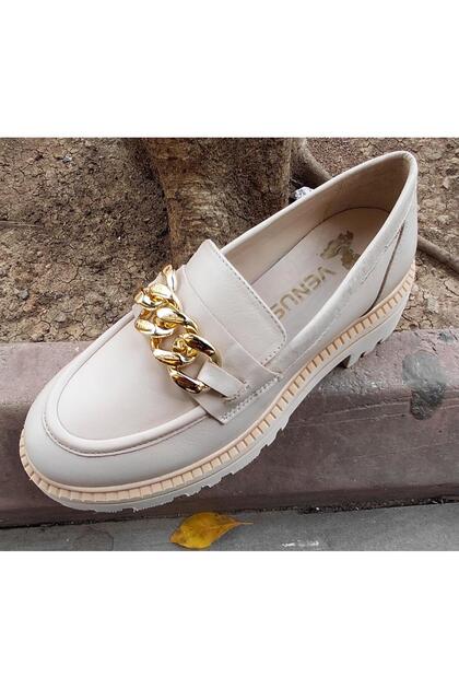 2411533 Women's Thick Soled Genuine Leather Loafer Shoes