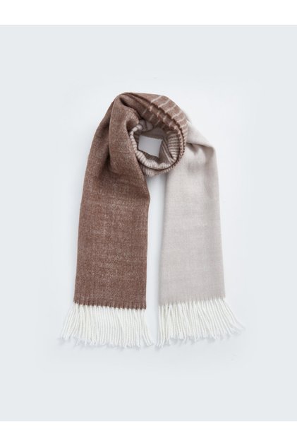 Eșarfă de damă în dungi cu ciucuri