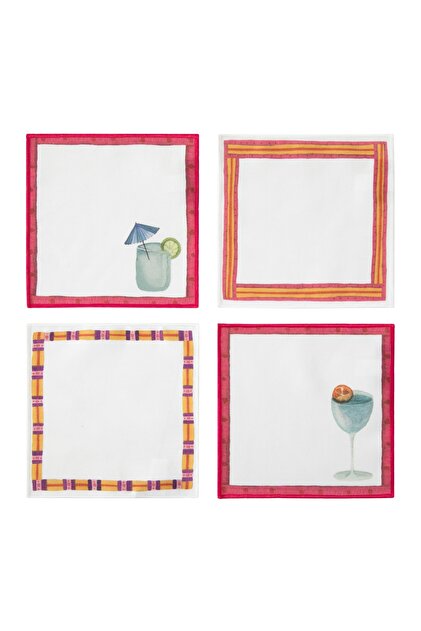 Șervețele pentru cocktail cu fructe proaspete, pachet de 4, 15x15 cm