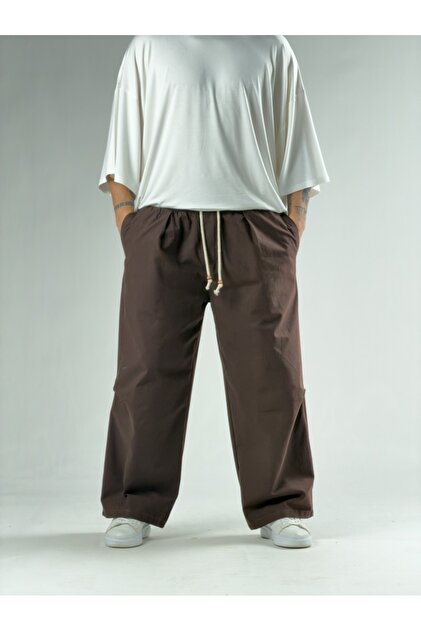 Knee Detailed Brown Men's Baggy Trousers Coc3132