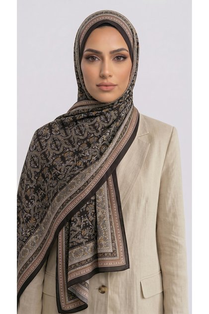 PETRA DESENLİ COTTON ŞAL - KAHVERENGİ / PEMBE
