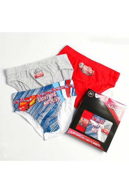 Set 3 perechi de chiloți imprimați pentru băieți, cu Fulger McQueen, din bumbac, ER3079