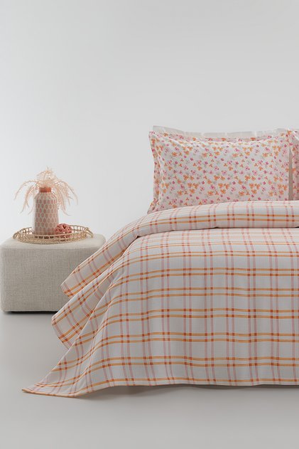 Tindra Printed 100% Cotton Double Pique Set - Pink