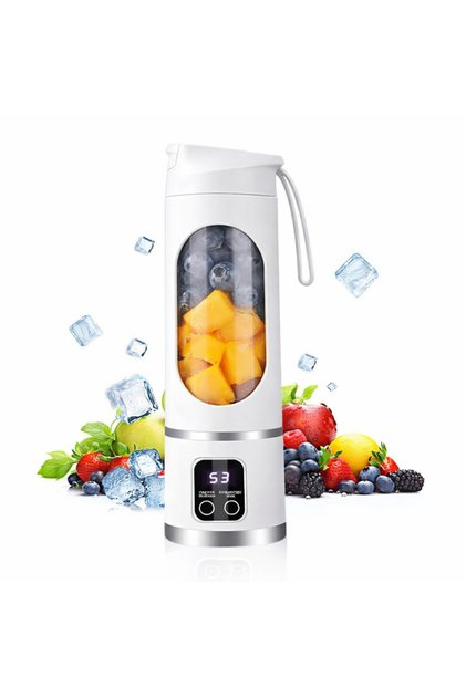 Φορητό μπλέντερ 450ml, 12 λεπίδες από ανοξείδωτο ατσάλι 304, USB-C, 3 ταχύτητες, Χωρίς BPA, Οθόνη LED, Λευκό