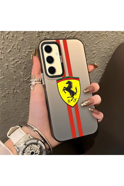Samsung Galaxy S24 Fe Compatible Silicone Edge Hard Back Anti-Fall Phone Case with Ferrari Pattern