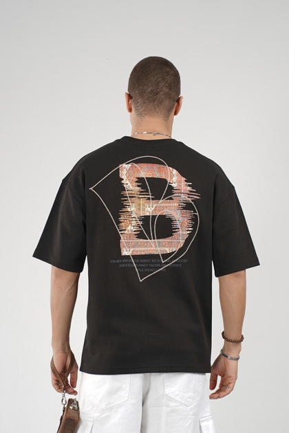 Trend Biz Oversize Embroidered Printed Men's T-Shirt