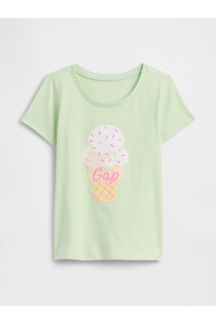 Kız Bebek Yeşil Grafik Baskılı T-Shirt