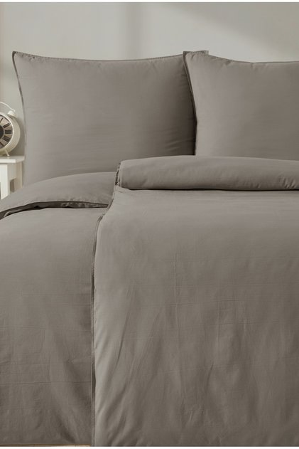 Washed Natural Cotton Duvet Cover Set | Washed Cotton | 100% Cotton | Single Bed (with Cream Sheets)