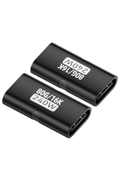 80Gbps USB-C Dişi - Dişi Adaptör, 240W PD3.1 Hızlı Şarj, 16K@60Hz Görüntü Aktarımı OTGFF
