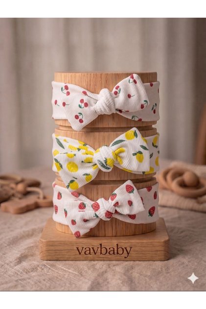 Baby Girl 3-Piece Ribbed Bow Bandana Set - White