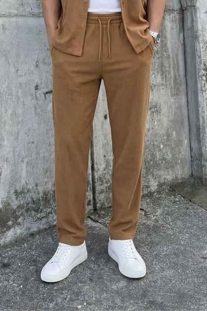 Corduroy Baggy Fit Trousers Brown