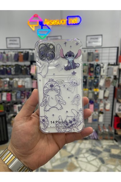 İPhone 14 Plus 15 Plus Kartlıklı Desenli Silikon Köşe Korumalı Kılıf