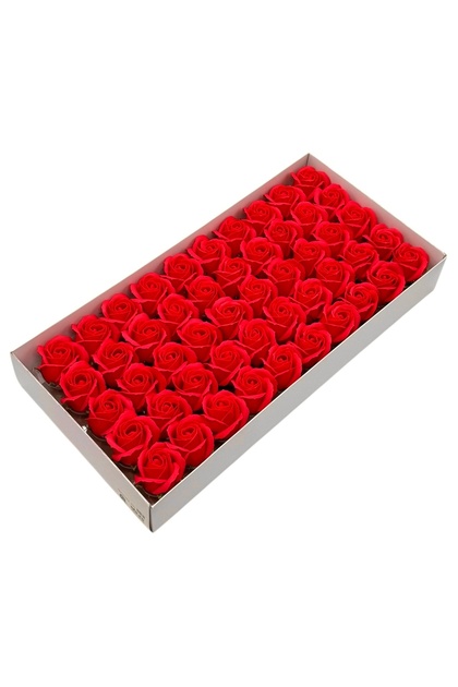 Set 50 trandafiri sapun parfumati, atingere reala, rosu calitatea I