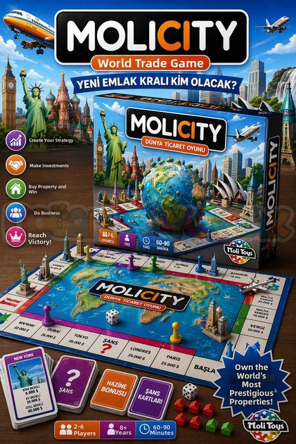 Molicity World Real Estate Trading Game - Molicity Game - Monoply Strategy Game