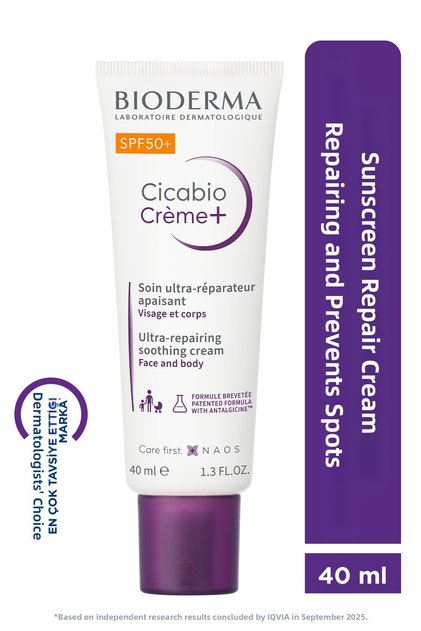 Cicabio Cream+ Spf50+ Skin Barrier Repairing, Anti-Blemish Sunscreen Face and Body Cream 40 ml