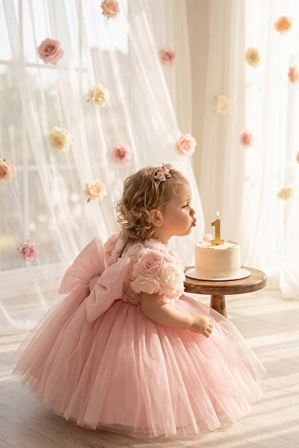 ALYRA Baby Girl Rose Tutu Dress Pink Ecru Princess Model 9-24 Months  Birthday Special Occasion Dress- Trendyol