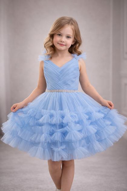 Girl's Princess Dream Tulle Evening Dress – Special Design with Bow – Wedding & Birthday & Prom
