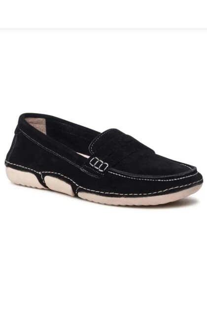 Black Suede Genuine Leather Women's Loafer Shoes Ballet Casual Shoes
