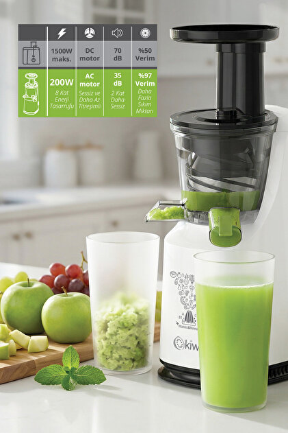 Kiwi KJ-1935 Slow Juicer - Yavaş Meyve Sıkacağı | 200W & 700 ml