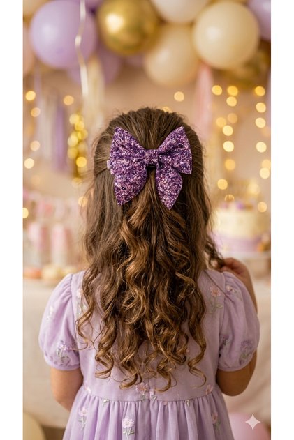 Ballerina Purple Lilac Sparkling Big Bow Clip Buckle