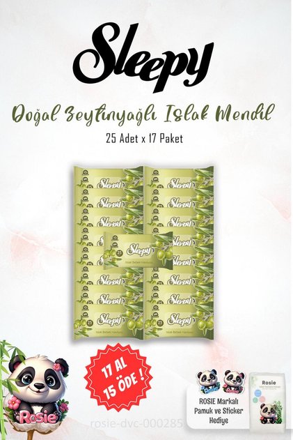 17 GET 15 PAY Sleepy Natural Olive Oil Wet Wipes 25 Pack and ROSIE