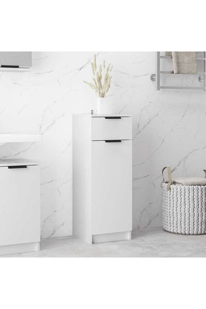 Bathroom Cabinet High Gloss White 32x33.5x90 cm Engineered Wood