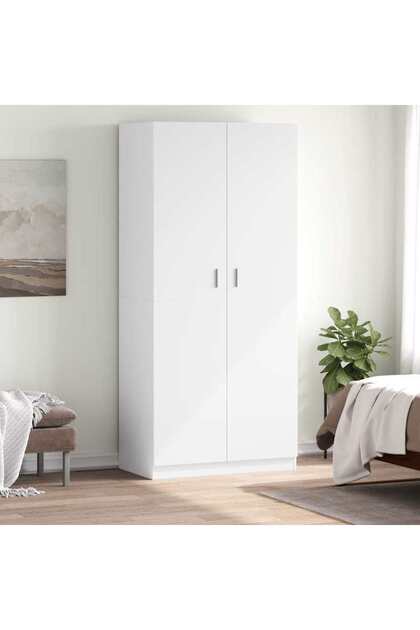 Wardrobe White 90x52x200 cm Engineered Wood