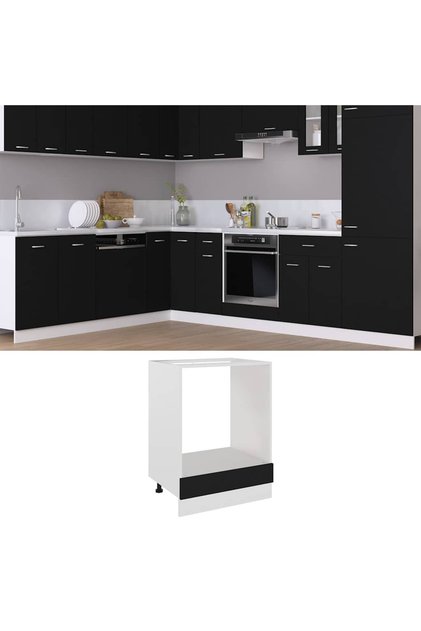Oven Cabinet Lyon Black 60x46x81.5 cm Engineered Wood