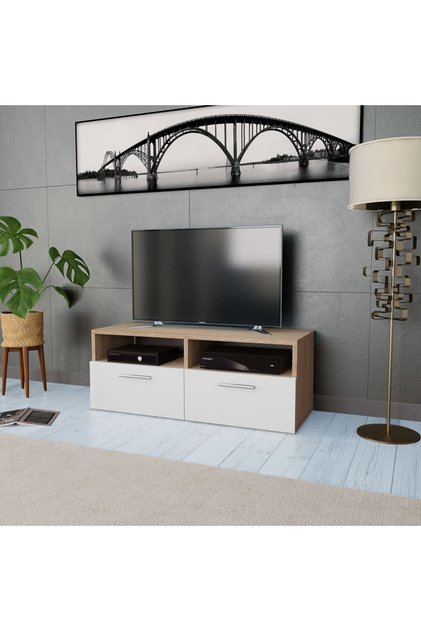 TV Cabinet Engineered Wood 95x35x36 cm Oak and White