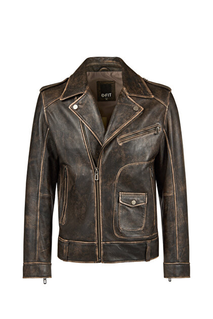 Derimod Carter Erkek Kahverengi Biker Deri Mont 25WGD6490G6