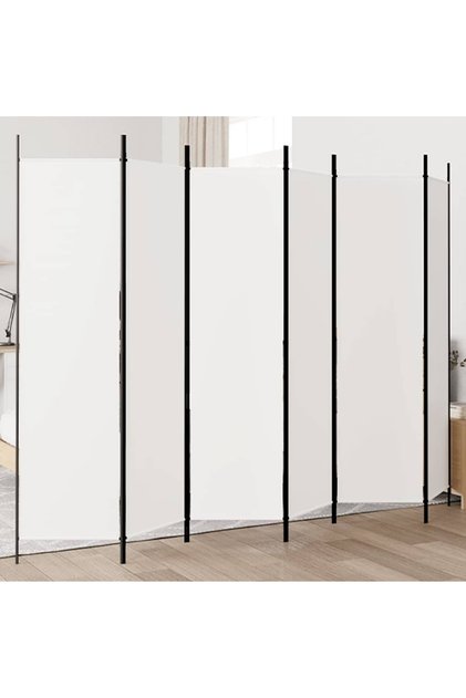 6-Panel Room Divider White 300x200 cm Fabric