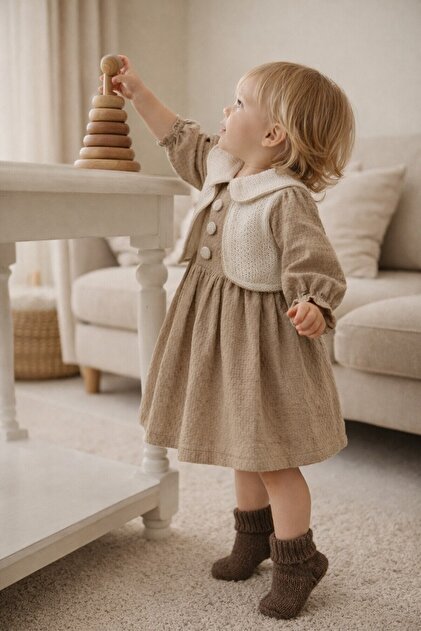 Babyhola Baby Girl Child Holiday Dress 0-24 Months Vest Look Cotton Lined  Waffle Woven 2015- Trendyol
