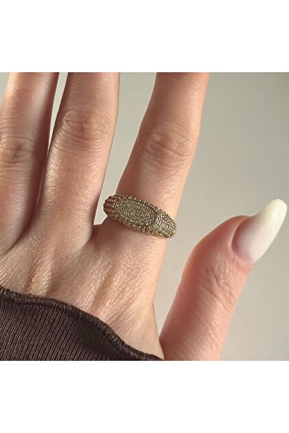 Oval Ring with Gold Stone