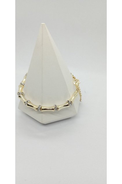 Gold Color Stone Detail Plate Bracelet